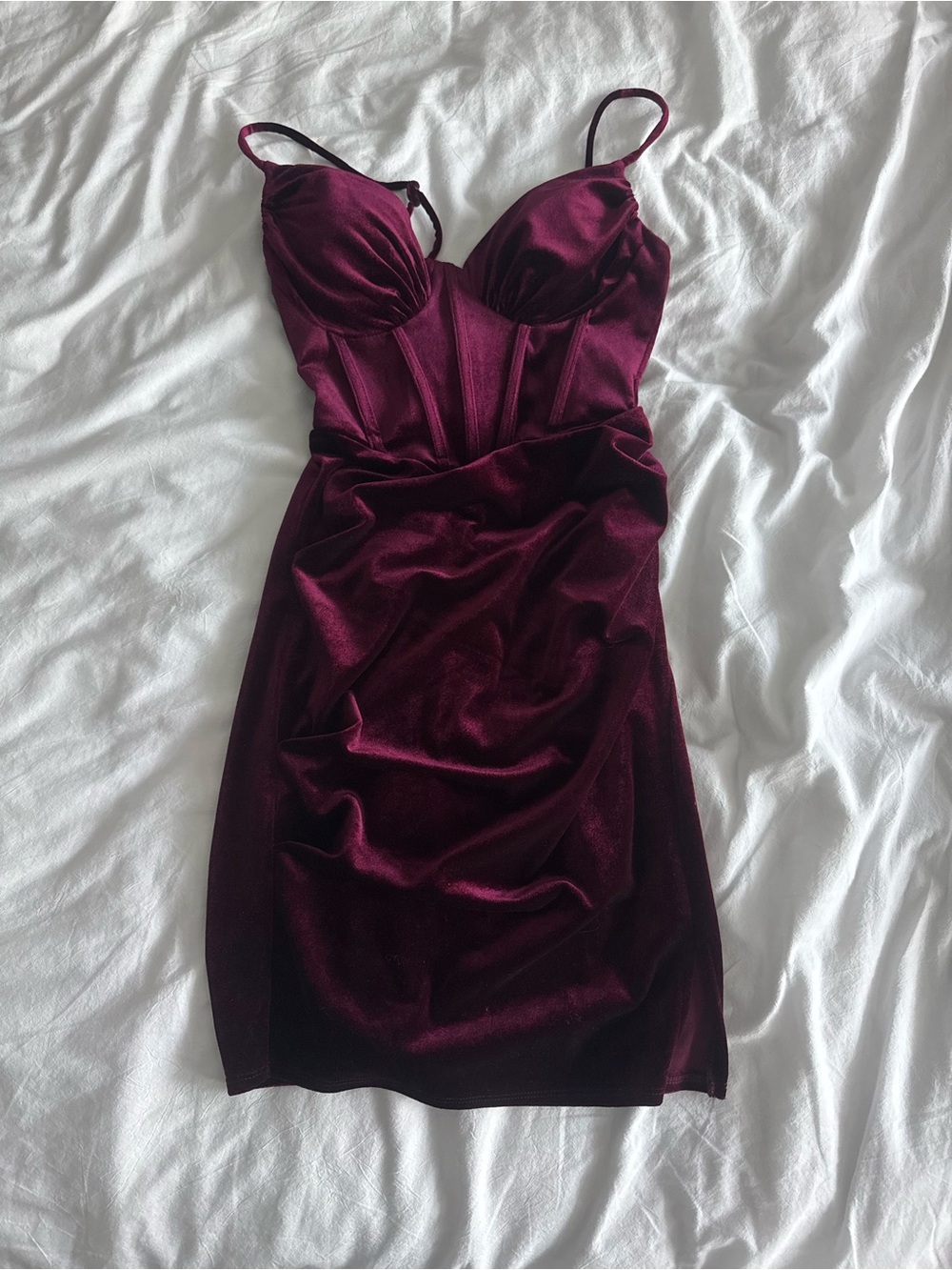 Windsor Wine Velvet Bustier Mini Dress